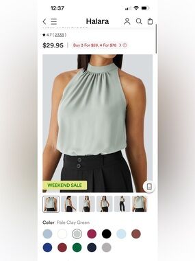 HALARA Sleeveless Chiffon Tunic - Sage